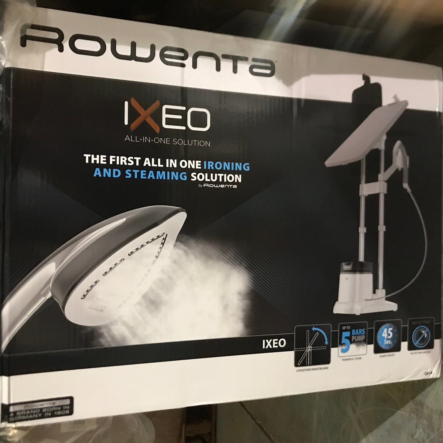 ROWENTA IXEO, All-in-One Iron & Steamer, Smart Board Technology, 45-Sec Heat-Up, Heated Soleplate
