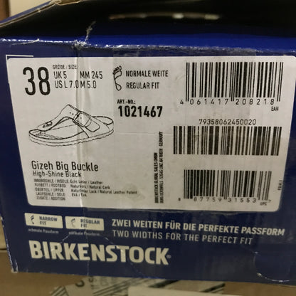 Birkenstock Women's Gizeh Big Buckle Natural Leather Patent - High-Shine Black