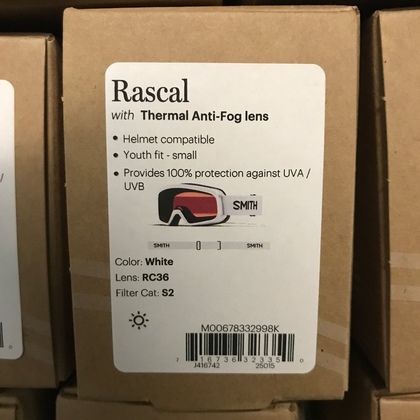 Smith Rascal Goggles for Youth - White / RC36