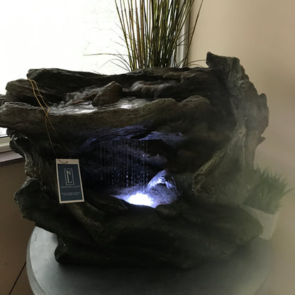 Northlight 31" LED Lighted Woodland Grotto with Stones Outdoor Garden Water Fountain