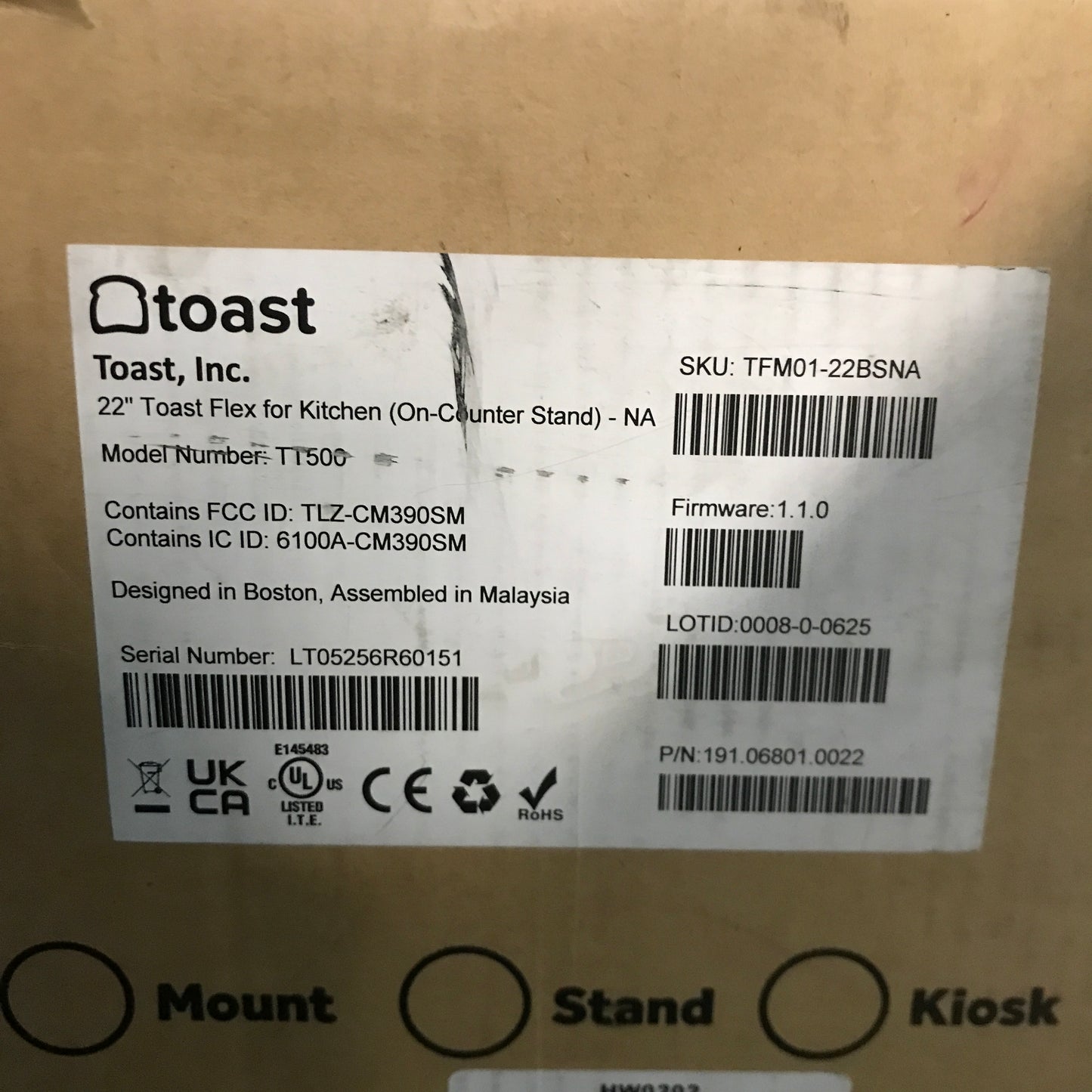 Toast Flex POS 22" Kitchen Display Touch Monitor TT500