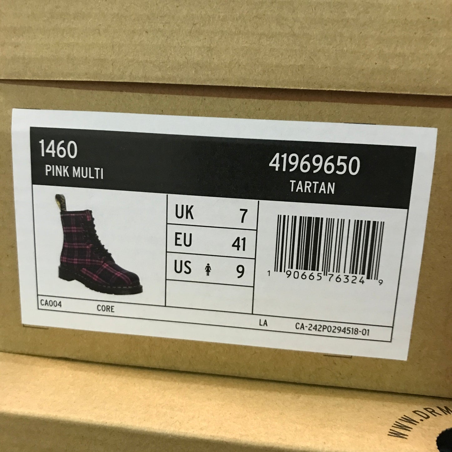 Dr. Martens 1460 Tartan Lace Up Boots - Pink Multi Tartan