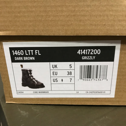 Dr. Martens 1460 Faux Fur Lined Lace-to-toe Leather Boots - Dark Brown Grizzly