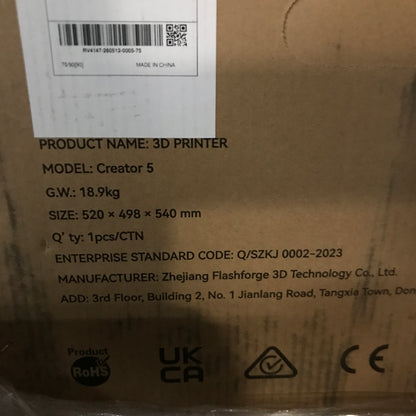 FLASHFORGE Creator 5 3D Printer