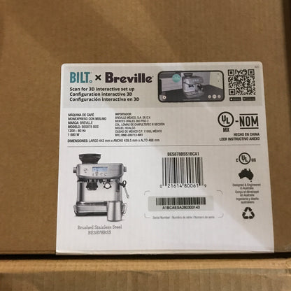 Breville BES878BSS Barista Pro Espresso Machine, Brushed Stainless Steel