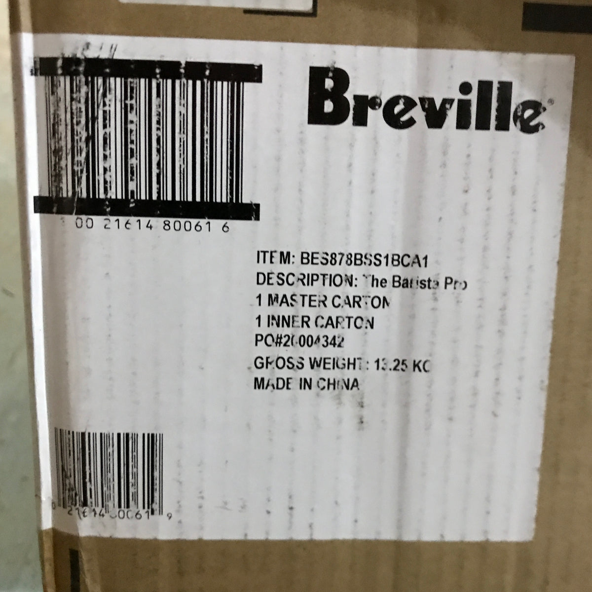 Breville BES878BSS Barista Pro Espresso Machine, Brushed Stainless Steel