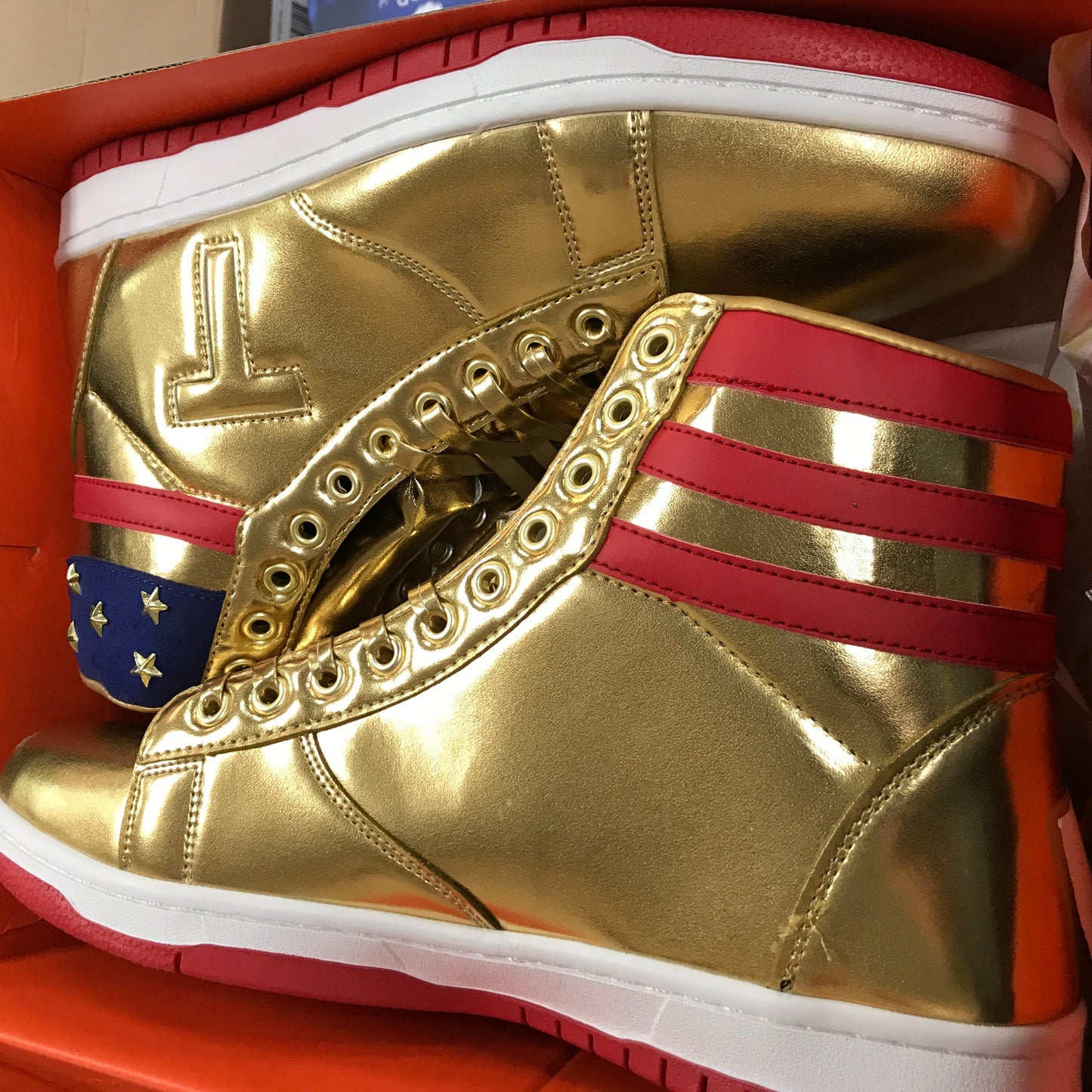Donald Trump Gold Shoes 2024 Never Surrender High Top Sneaker