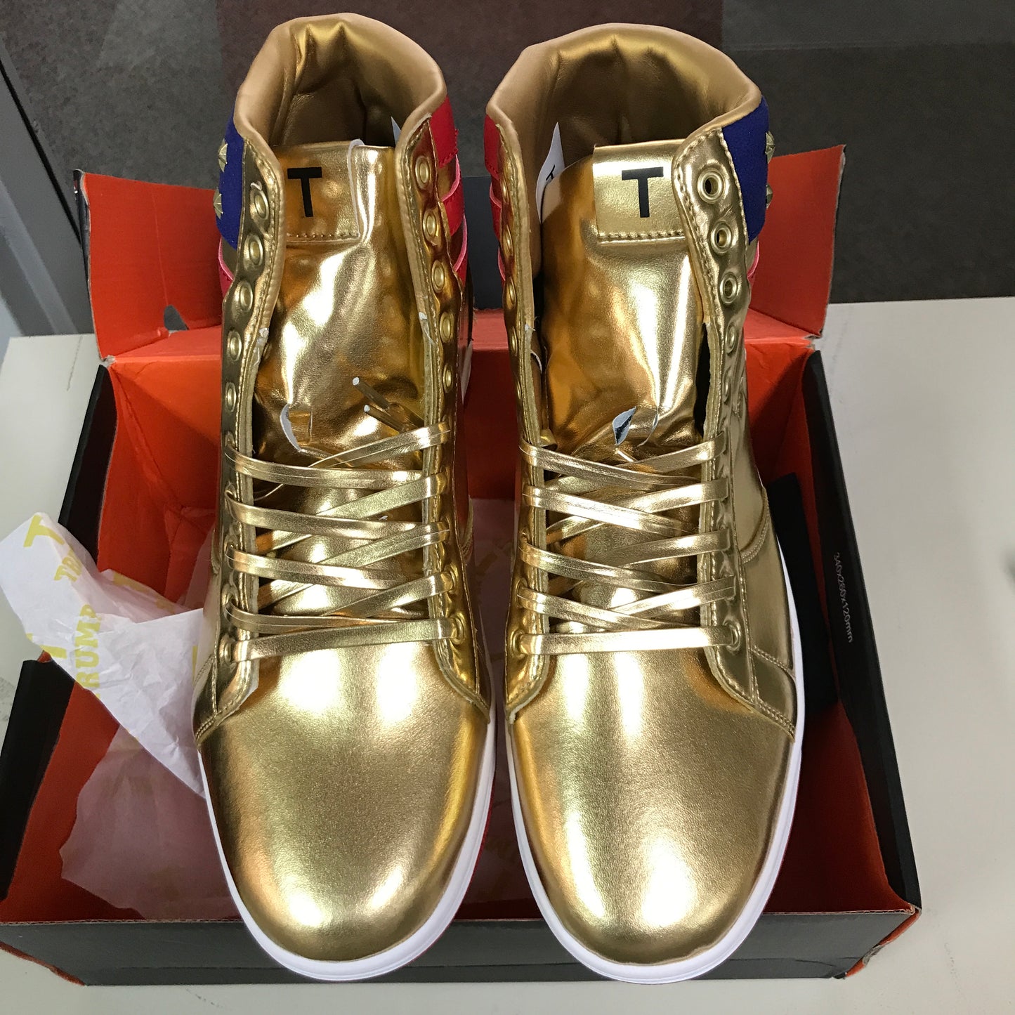 Donald Trump Gold Shoes 2024 Never Surrender High Top Sneaker
