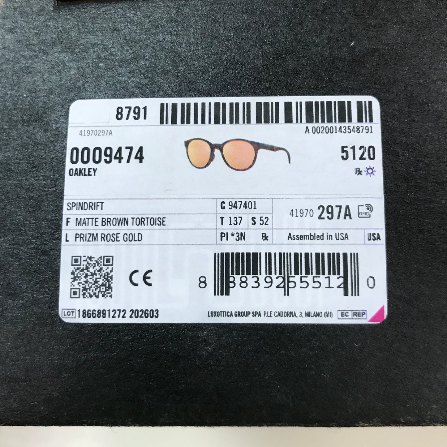 Oakley Spindrift Sunglasses - Prizm Rose Gold Lenses / Matte Brown Tortoise Frame