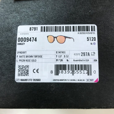Oakley Spindrift Sunglasses - Prizm Rose Gold Lenses / Matte Brown Tortoise Frame
