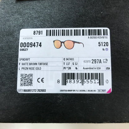 Oakley Spindrift Sunglasses - Prizm Rose Gold Lenses / Matte Brown Tortoise Frame