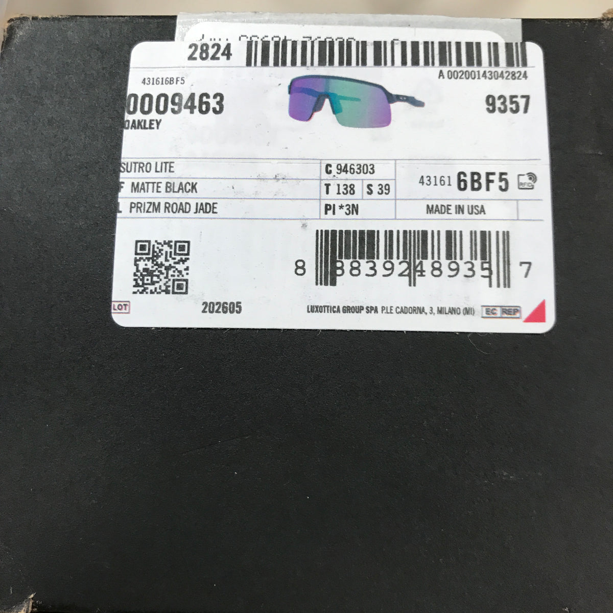 Oakley Sutro Lite Court Sunglasses - Prizm Road Jade Lenses / Matte Black Frame