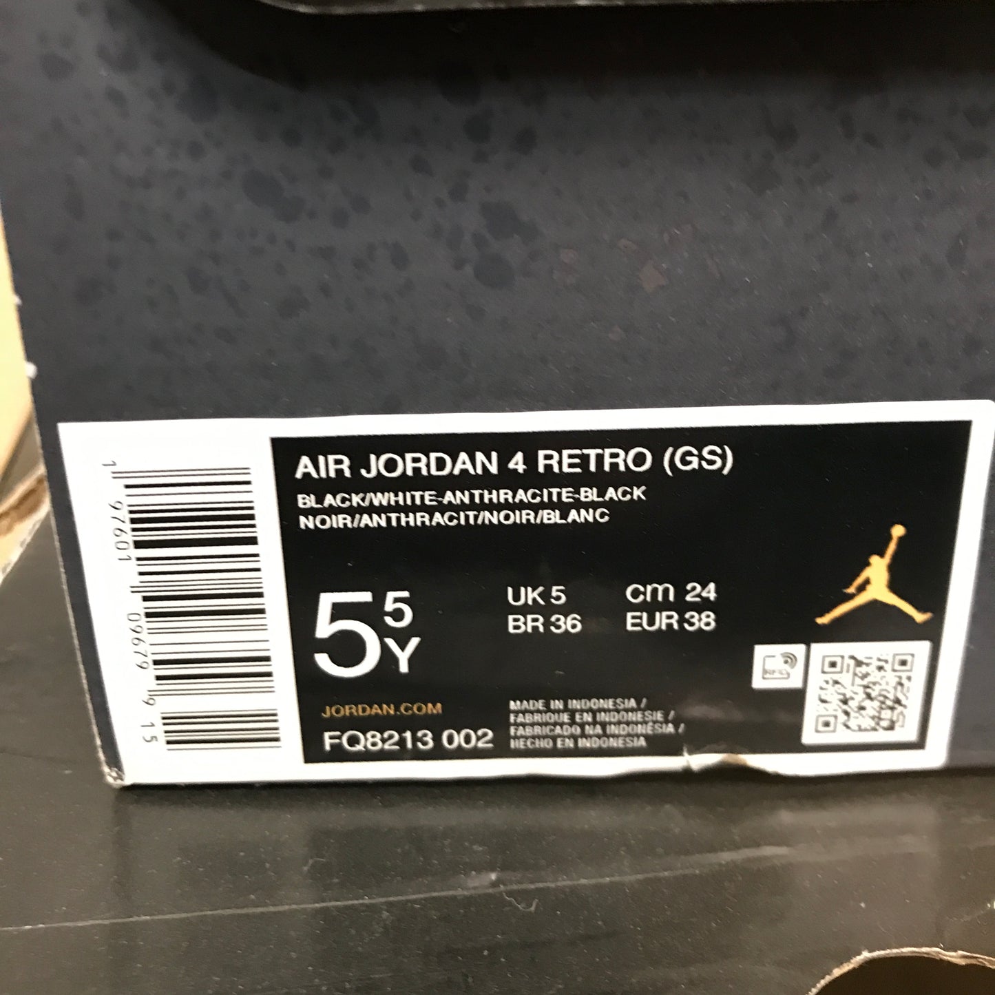 Air Jordan 4 Retro Fear (GS) - Black/White/Anthracite