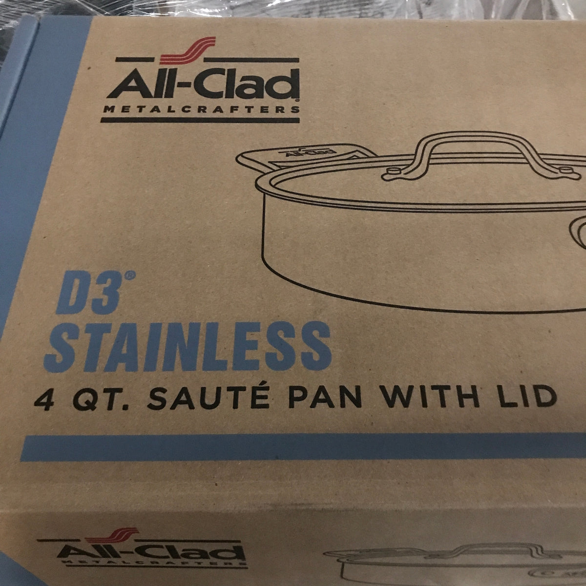 All-Clad D3 Stainless 3-ply Bonded Cookware, Saute Pan with lid, 4 quart