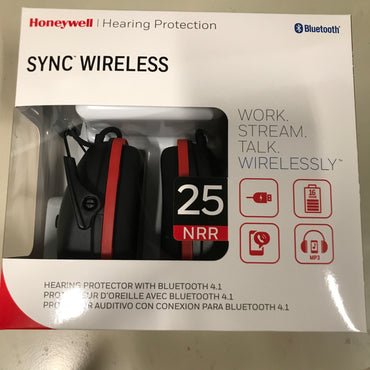 Honeywell Sync Wireless Earmuff with Bluetooth 4.1 - Black/Red