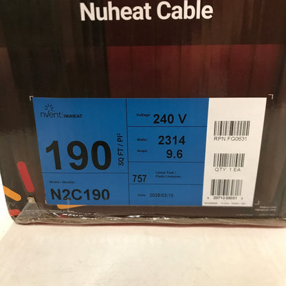 Nuheat N2C190 Electric Radiant Floor Heating Cable (Wire) 240V 190 SqFt