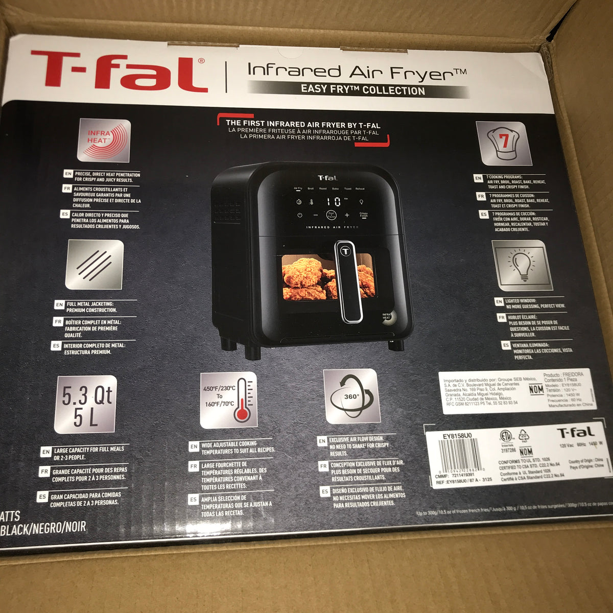 T-fal Infrared Air Fryer 7-in-1, 5 L (5.3 qt.) - Black