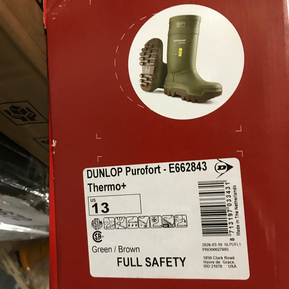 Dunlop Purofort Thermo+ Full Safety Boots - Green/Brown (E662843)
