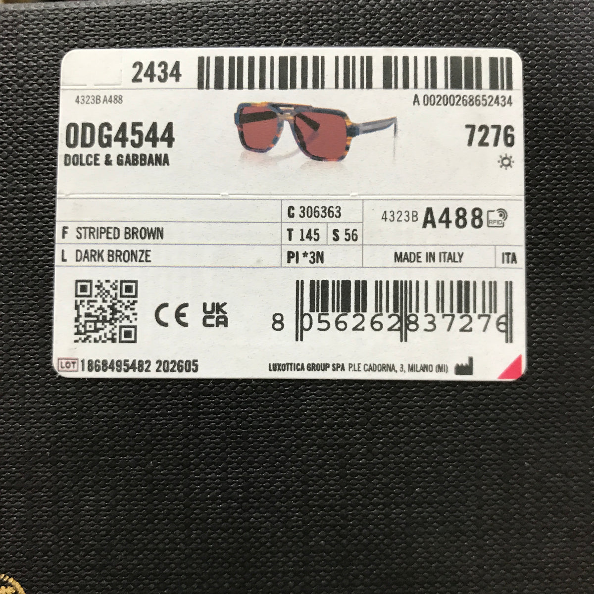 Dolce & Gabanna Sartoria Sunglasses - Striped Brown / Dark Bronze
