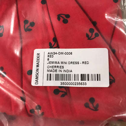 Damson Madder Jemima Mini Dress - Red Cherries