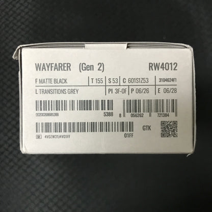 Ray-Ban Meta Wayfarer (Gen 2) AI Glasses - Matte Black / Transitions Grey