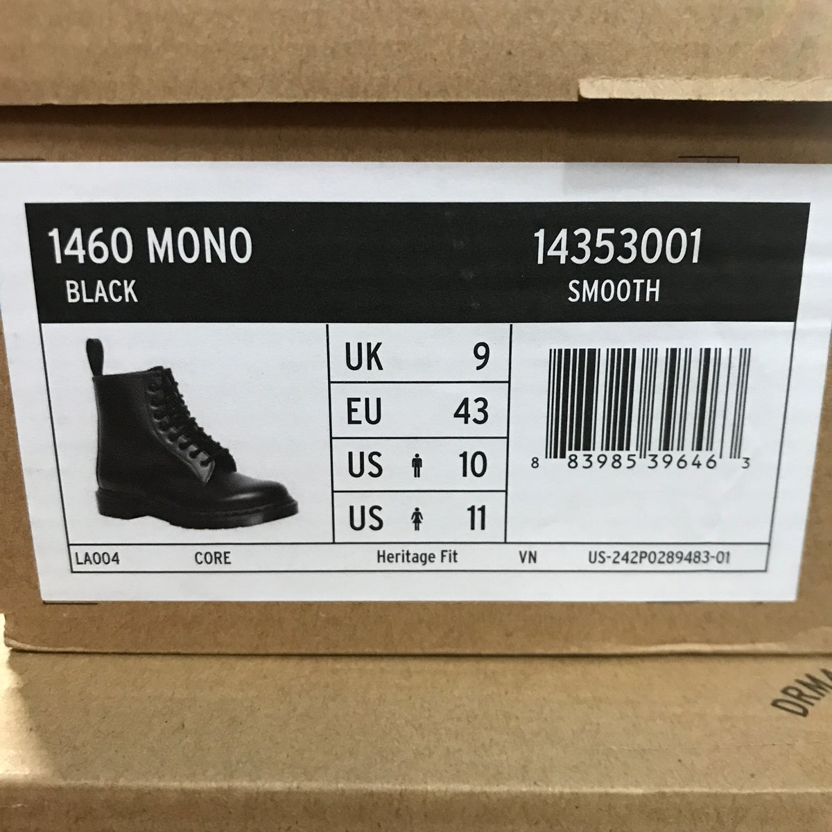 Dr. Martens 1460 Mono Smooth Leather Lace Up Boots - Black