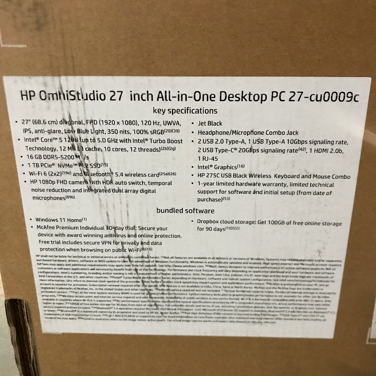 HP 27-in. All-in-One Desktop, Intel Core 5 120U - 16GB RAM, 1TB SSD