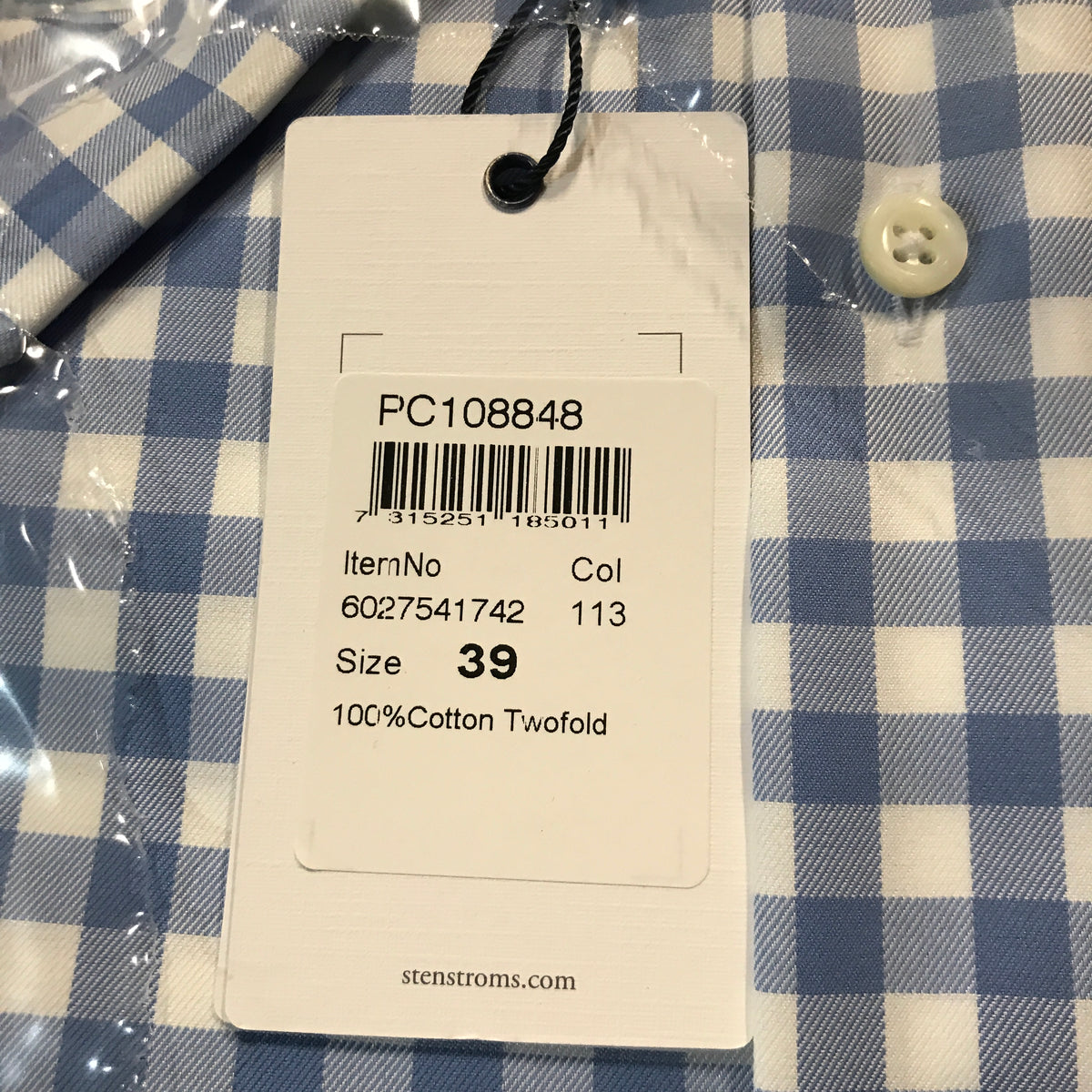 Stenströms Men's Regular Fit Check Shirt - Blue/White