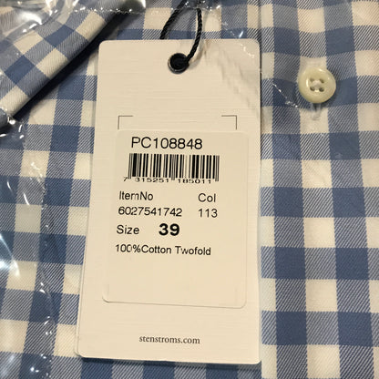 Stenströms Men's Regular Fit Check Shirt - Blue/White