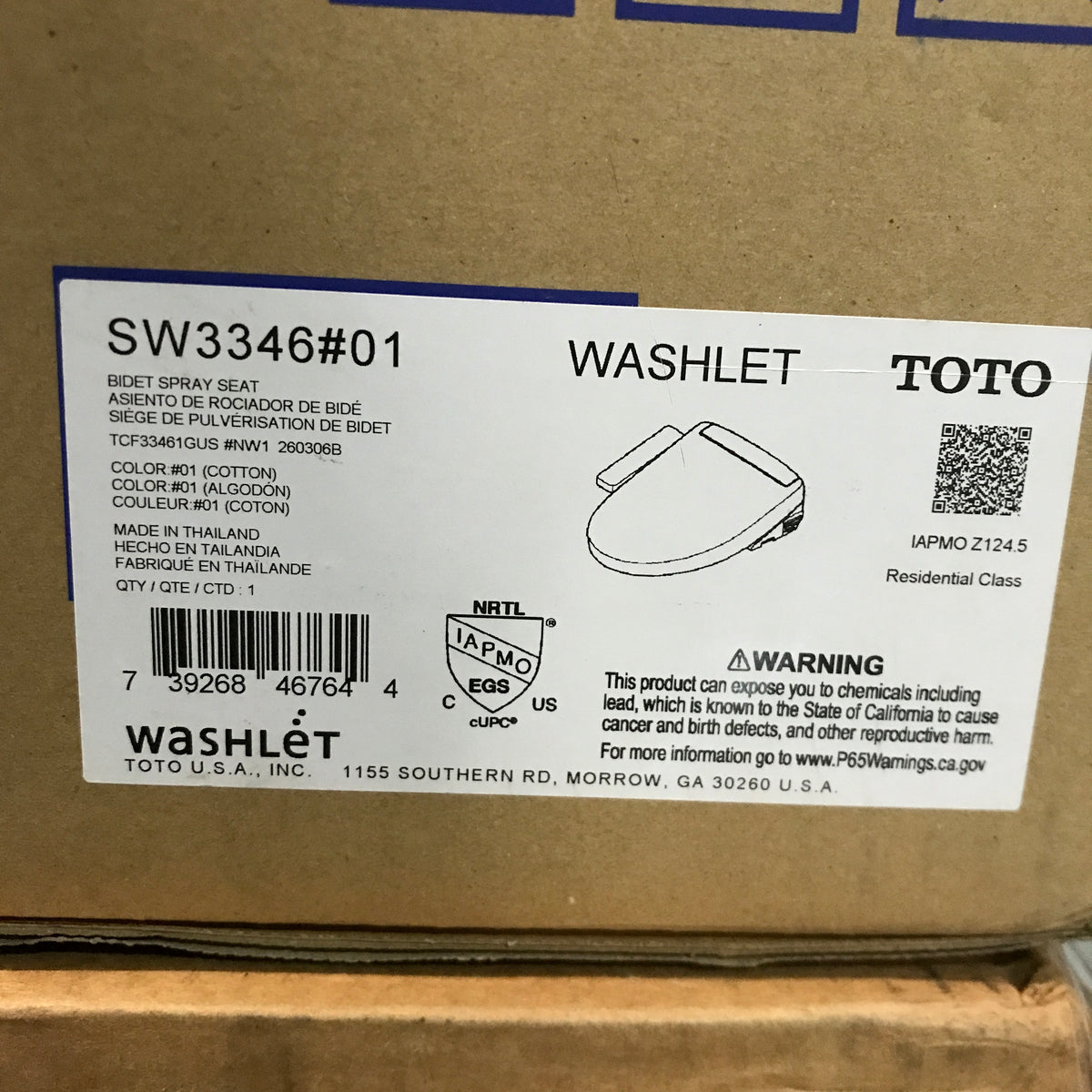 TOTO WASHLET S2 Electronic Bidet Toilet Seat (SW3346#01)