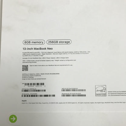 Apple MacBook Neo 13" A18 Pro 8GB RAM 256GB SSD - Indigo
