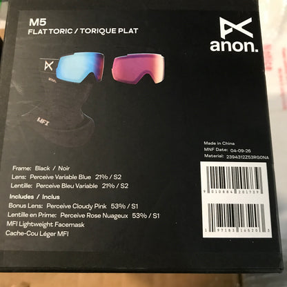 Anon M5 Flat Toric Snow Goggles - Black / Variable Blue