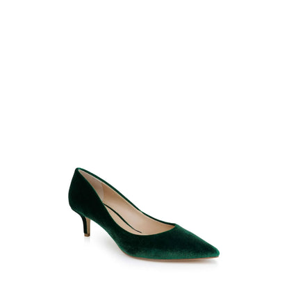 Jewel Badgley Mischka Enola Velvet Kitten Heel Pumps - Green Velvet
