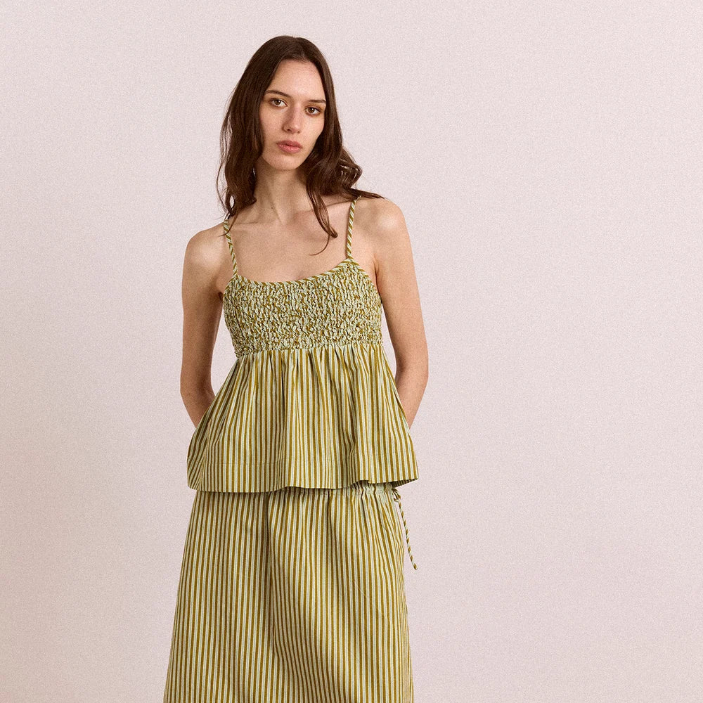 Damson Madder Dinah Cami - Green Stripe