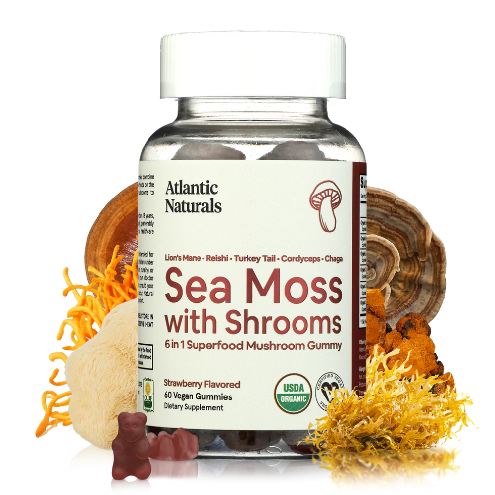 Atlantic Naturals Sea Moss with Shrooms, 60 Vegan Gummies
