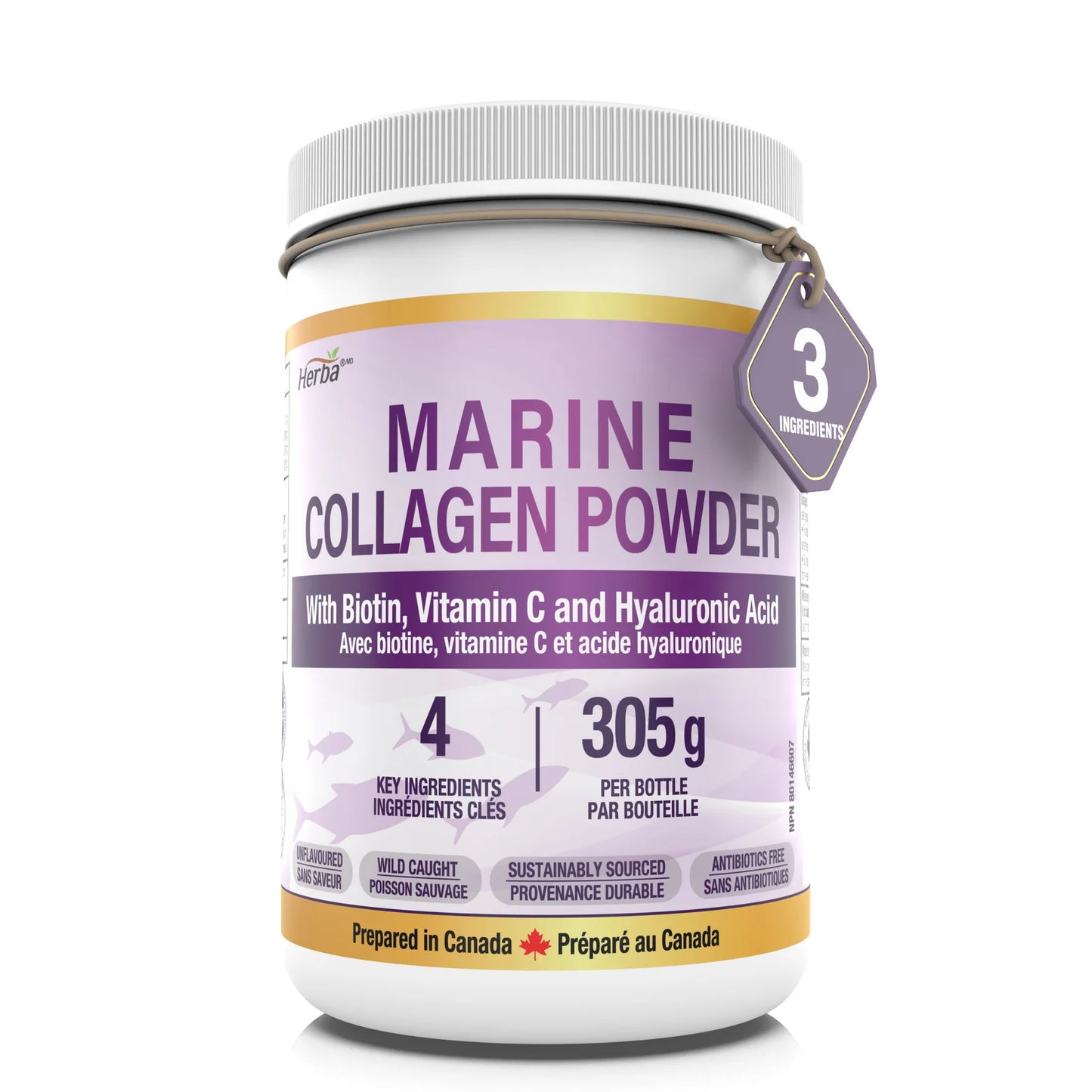 Marine Collagen Powder with Hyaluronic Acid, Vitamin C, and Biotin – 305g