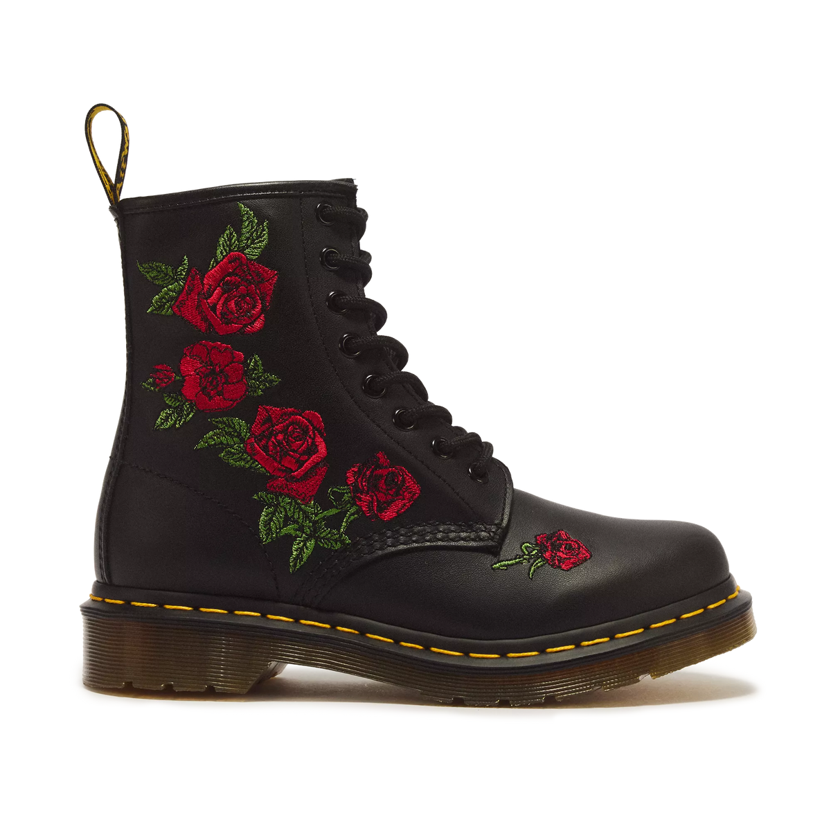 Dr. Martens 1460 Vonda Floral Leather Lace Up Boots - Black