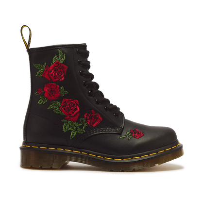 Dr. Martens 1460 Vonda Floral Leather Lace Up Boots - Black