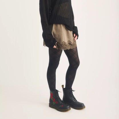Dr. Martens 1460 Vonda Floral Leather Lace Up Boots - Black