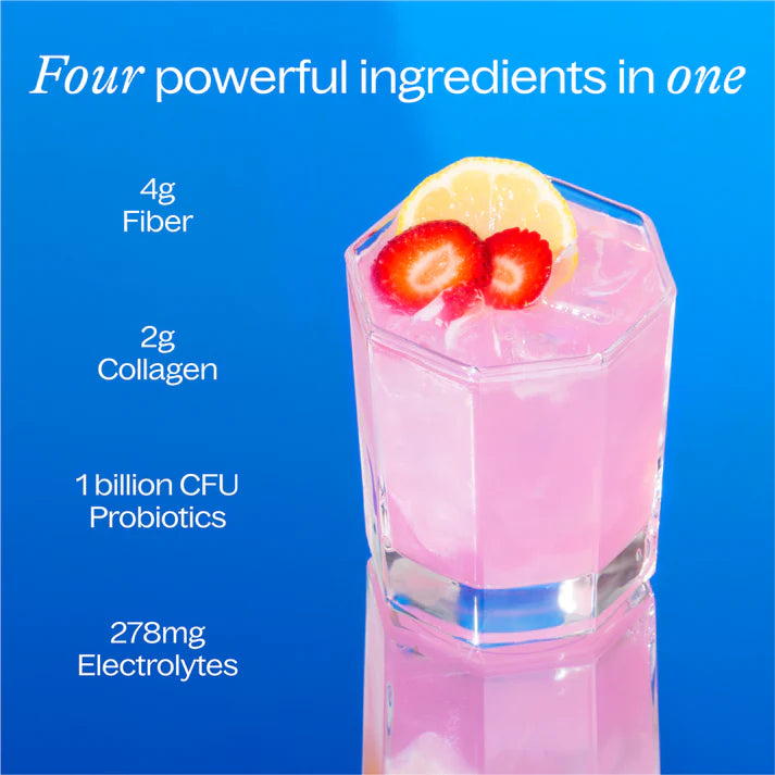 BelliWelli Daily Fiber + Probiotics - Strawberry Lemonade Flavored, 16 Servings