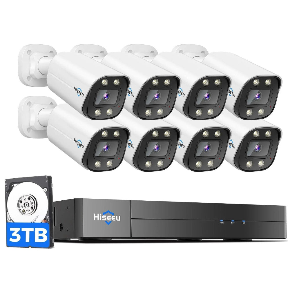 Hiseeu 8MP IP PoE Bullet Home Security Camera System