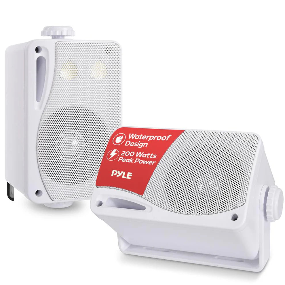 Pyle 3-Way Weatherproof Outdoor Speakers 200W Aluminum Woofer White - 1 Pair