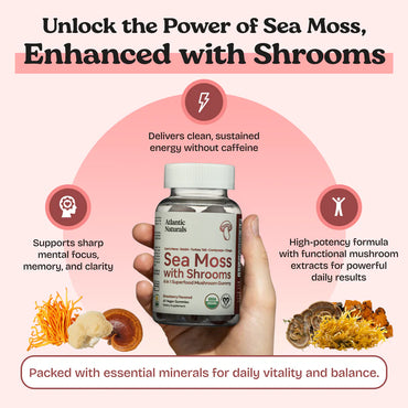 Atlantic Naturals Sea Moss with Shrooms, 60 Vegan Gummies