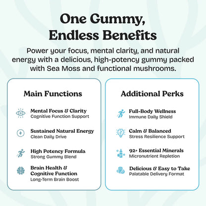 Atlantic Naturals Sea Moss with Shrooms, 60 Vegan Gummies