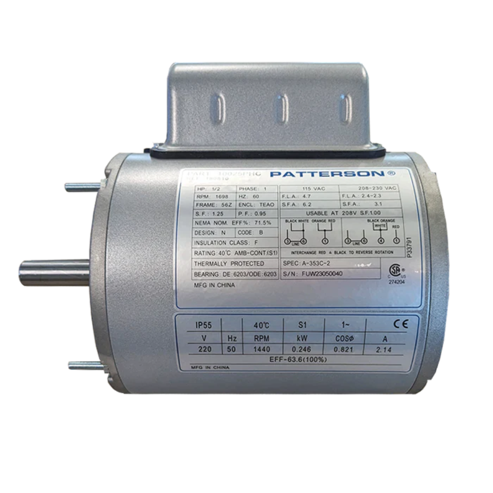 Patterson Part 10025PHC 1/2 HP Single Phase Replacement Motor - PICK UP ONLY