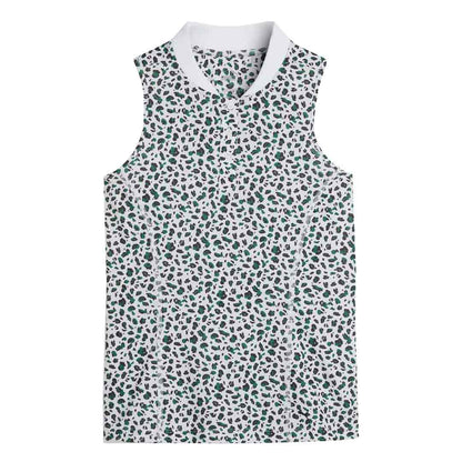 Puma Women's Leopard Pique Range Sleeveless Golf Polo