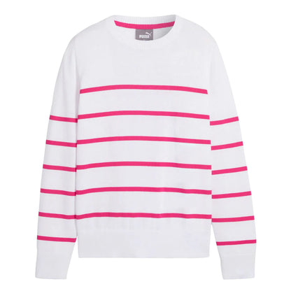 Puma Women's Resort Crewneck Golf Sweater - White Glow / Garnet Rose