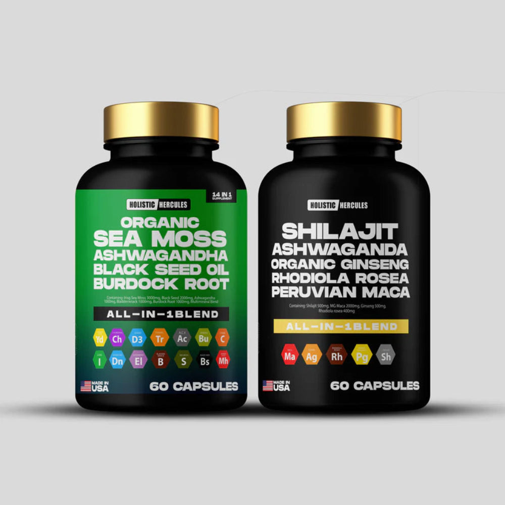Holistic Hercules Shilajit Caps & Sea Moss Blend, 60 Capsules - 2 Pack