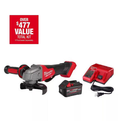 Milwaukee 2880-21F - M18 Fuel 18V Lithium-Ion Brushless Cordless 4-1/2 in. /5 in. Grinder with Paddle Switch Kit with FORGE 6.0Ah Battery