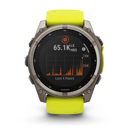 Garmin fēnix 8 - 51 mm, Solar - Sapphire, Titanium with Amp Yellow/Graphite Silicone Band